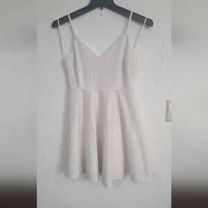 Lulu's White Lace Spaghetti-Strap Fit-and-Flare Dress